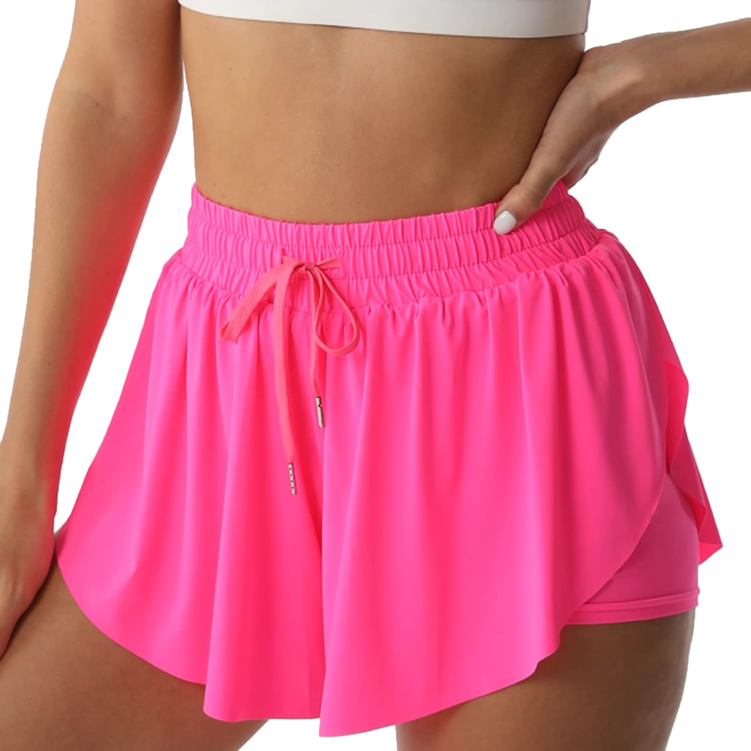 Flowy Athletic Shorts for Women Running Tennis Butterfly Shorts Girls 2-in-1 Dou...