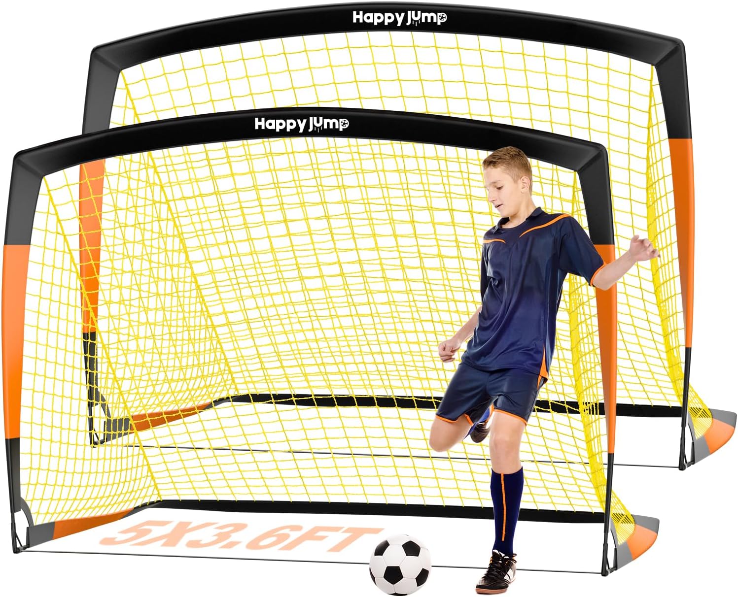 Soccer Goal 7'x5', 6.6‘x3.3', 5'x3.6', 4'x3', 3'x2.2' Soccer Net for Kids Backya...