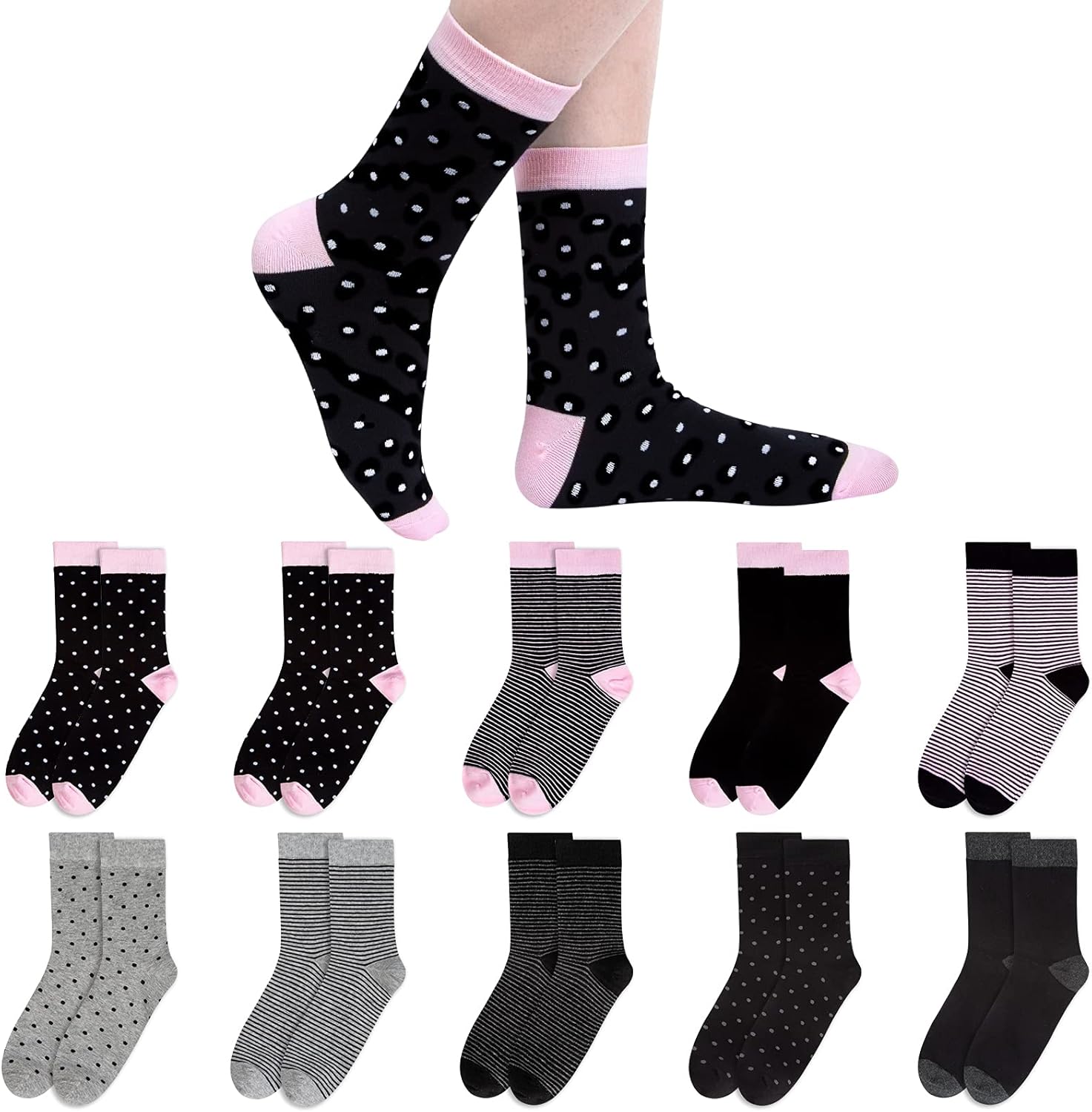 Chalier 10 Pairs Womens Socks, Special Cotton Soft Ladies Socks with Patterned S...