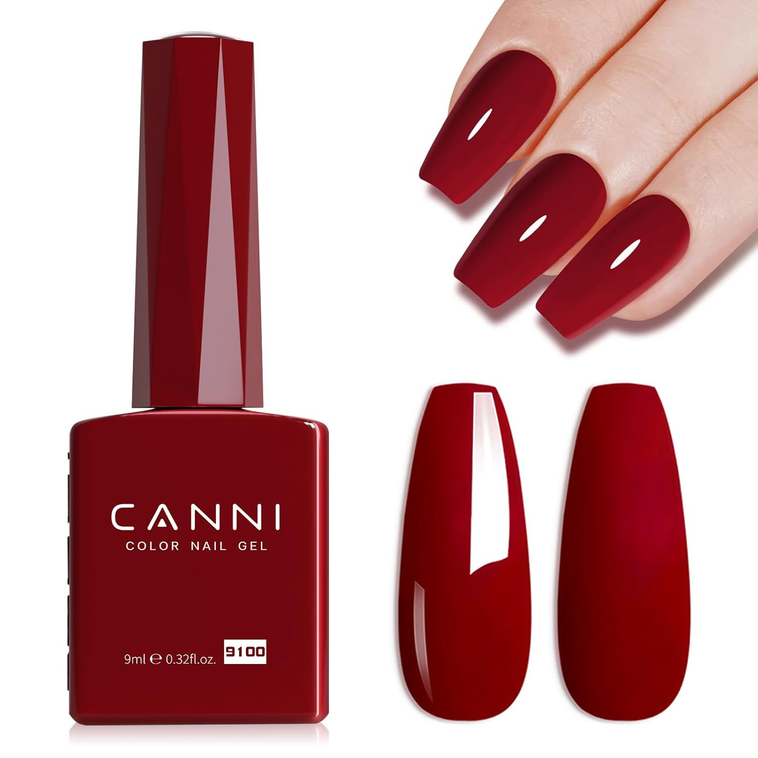 Special CANNI Red Gel Polish, High-Gloss Gel Nail Polish in Deep Dark Red, Uniqu...
