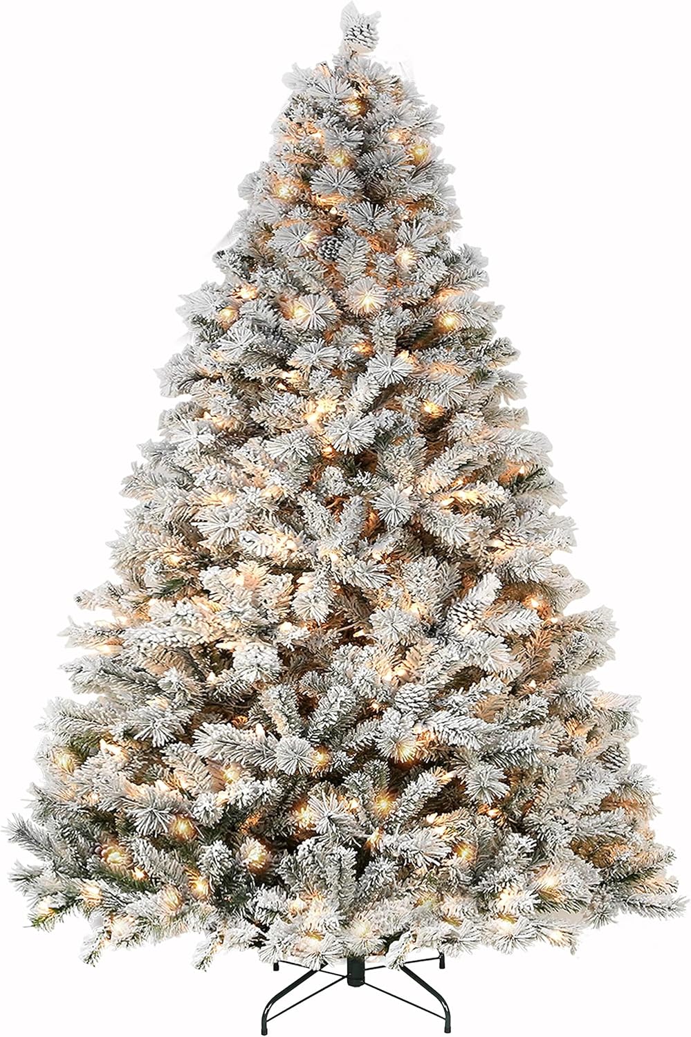 Hykolity 9 ft Snow Flocked Christmas Tree, Special Artificial Christmas Tree wit...