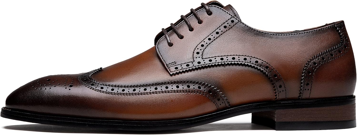 Jousen Men's Dress Shoes Leather Formal Business Oxford Derby Shoes Brogue Wingt...