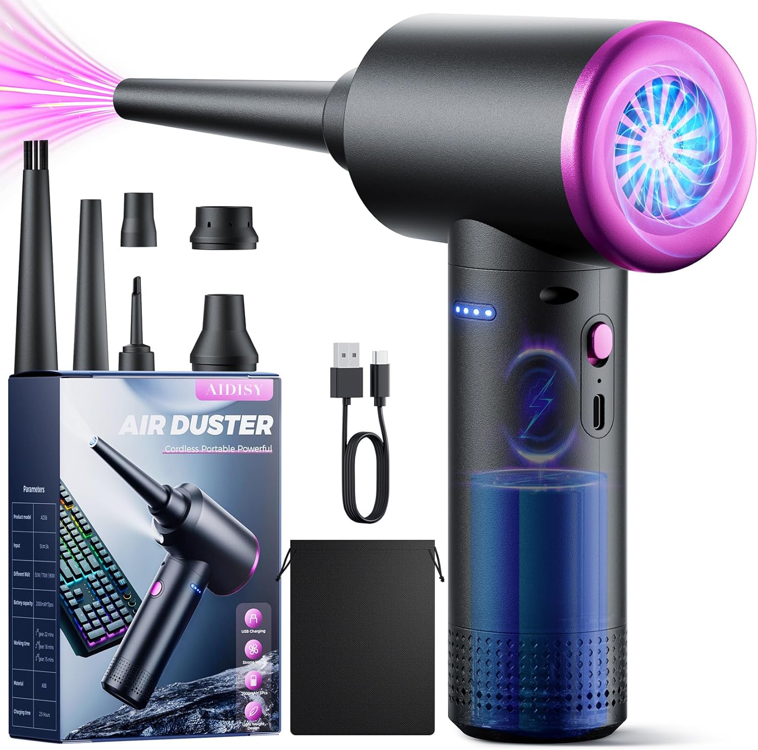 Compressed Air Blower - 100000 RPM Compressed Air Spray with 9000mAh Battery, 3...