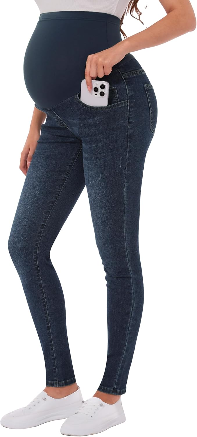 PACBREEZE Women's Maternity Jeans, Special Over Belly Skinny Stretchy Denim Pant...