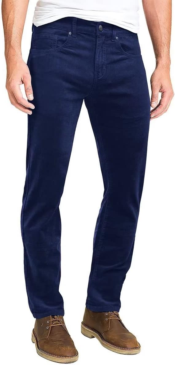 ETHANOL Men's Slim Stretchy Casual Corduroy Pant 32W x 32L 21950-navy
