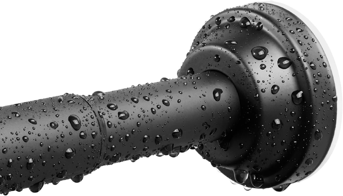 Matte Black Shower Curtain Rod, 40-76 Inches No Drilling Adjustable Tension Curt...