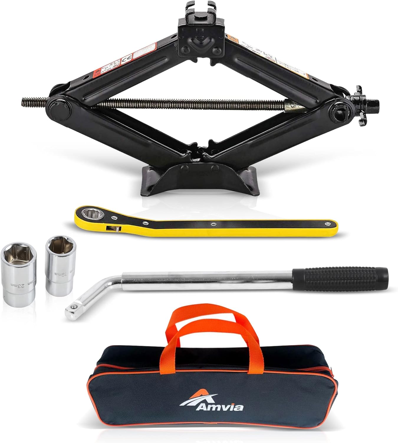 Car Jack Kit, Special Scissor Jack for Car 1.5 Ton (3,300 lbs), Innovative Tire...