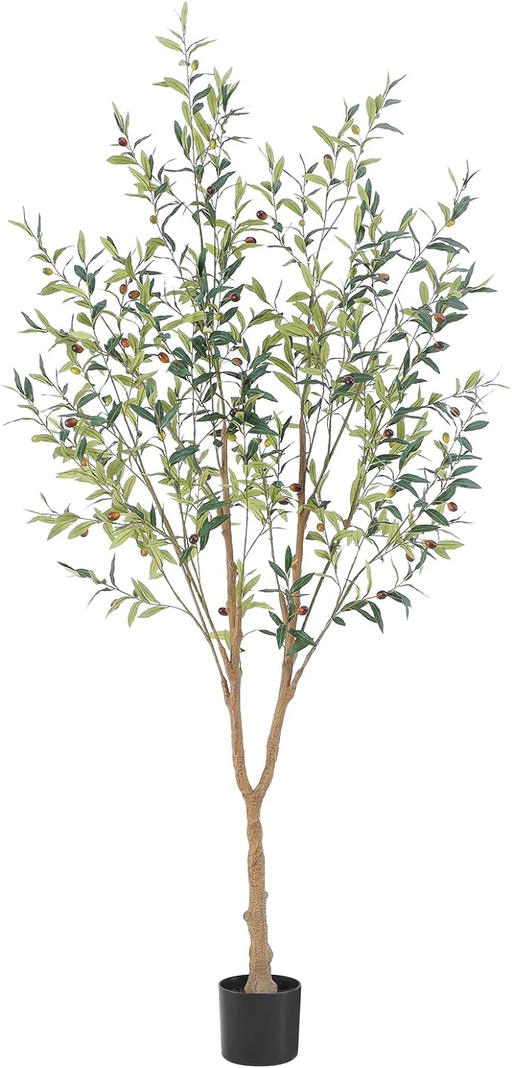 Tall Fuller Style Faux Olive Tree，7Ft(84”) Realistic Potted Silk Artificial Oli...