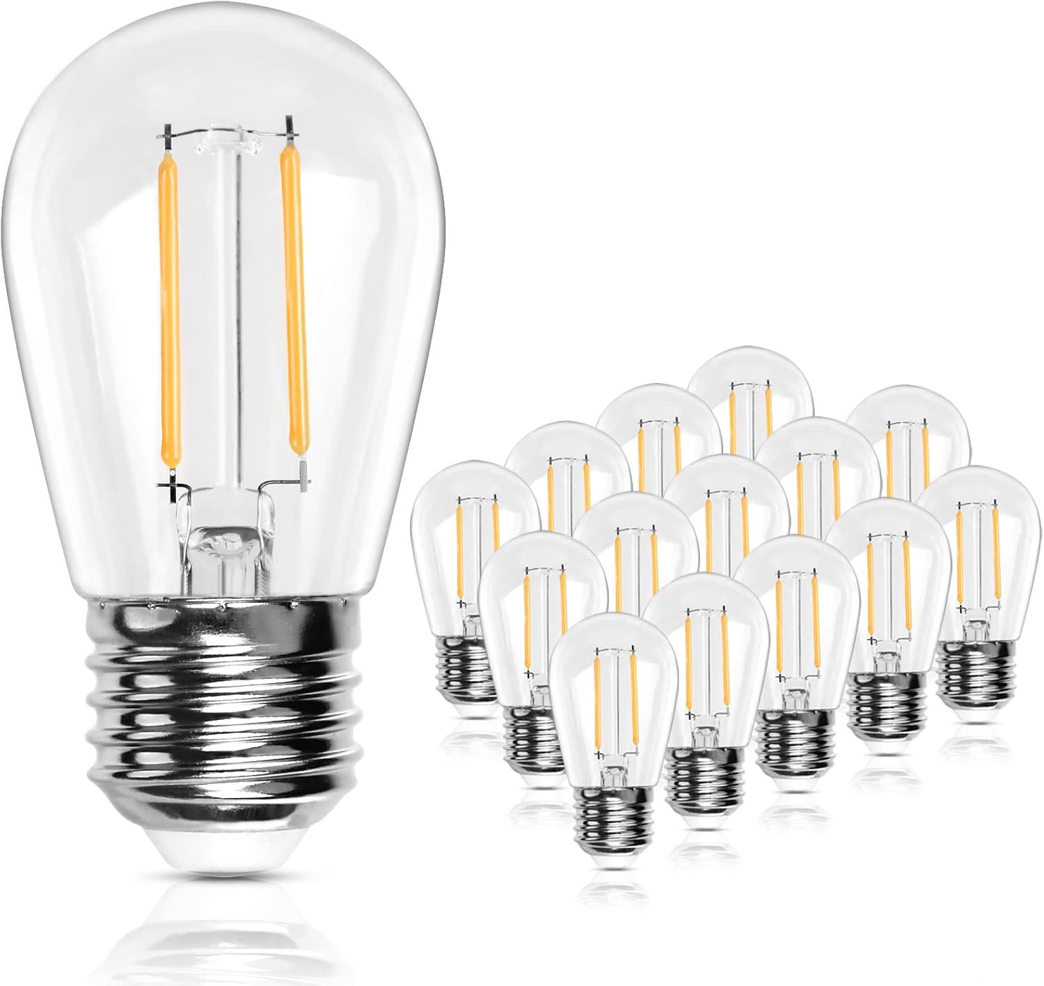 BRIMAX S14 E27 LED Bulbs, 2700k Warm White S14 2W Bulbs, Clear Plastic Replaceme...