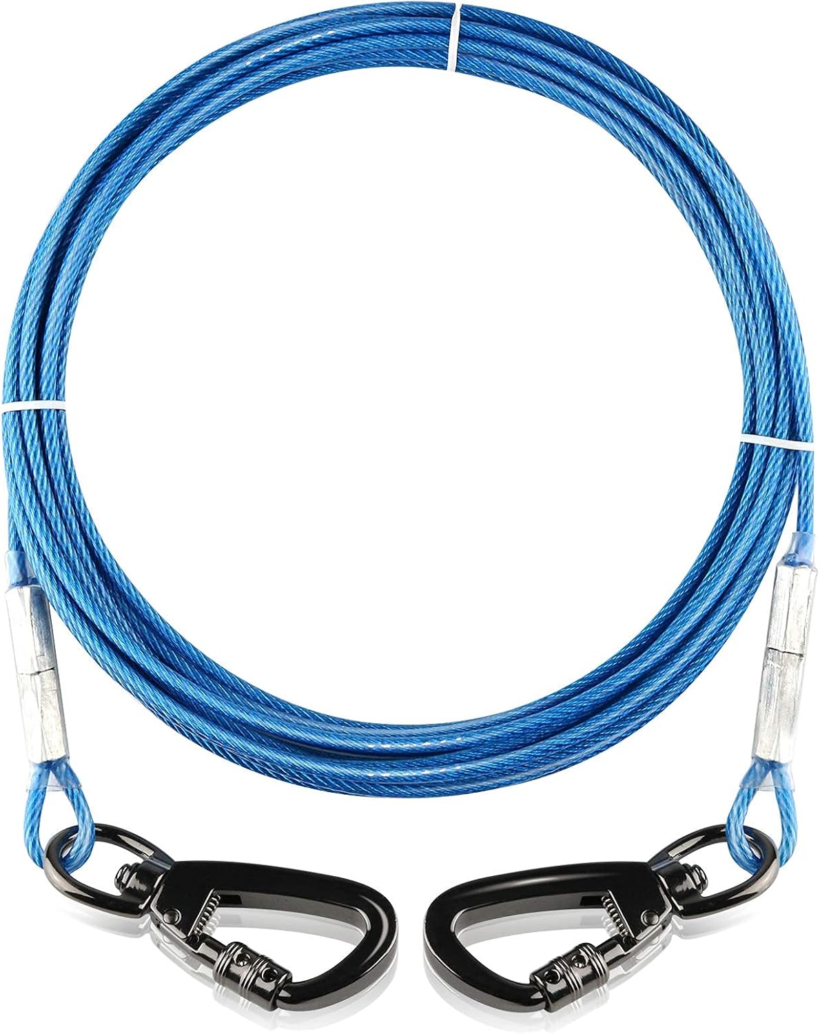 Dog Tie Out Cable with 360° Swivel Lockable Hook and PVC Coating, 10ft 15ft 20ft...