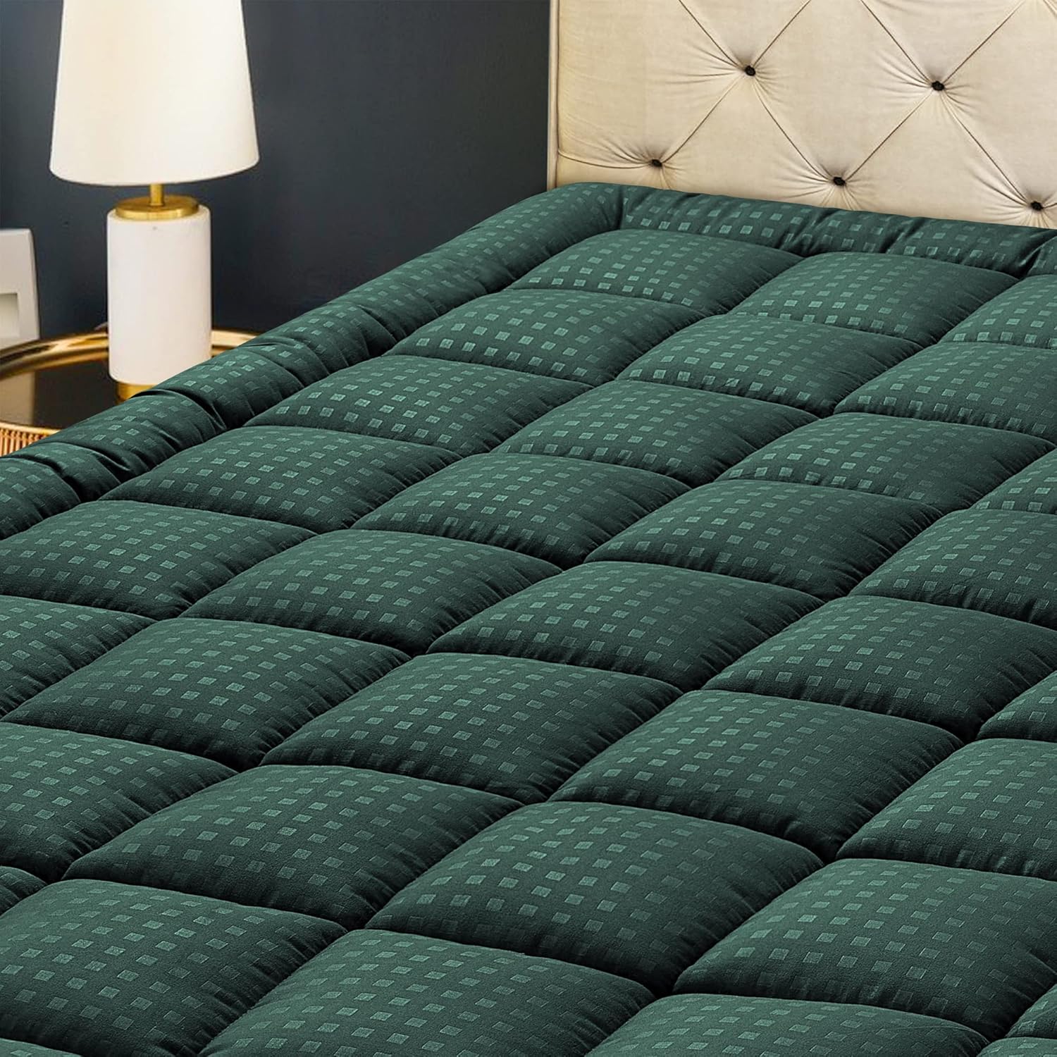 HYLEORY Twin Mattress Pad Quilted Fitted Mattress Protector Cooling Pillow Top M...