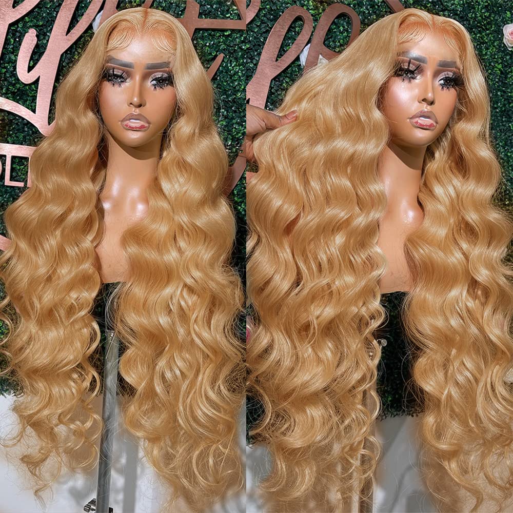 UMEGOOD 250% Density Honey Blonde Wig Human Hair 13x6 HD Transparent Lace Front...