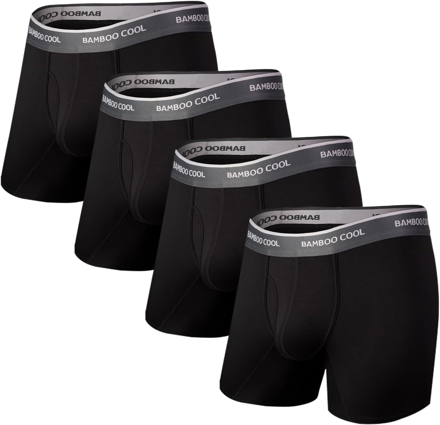 BAMBOO COOL Men's Underwear, Unique Boxer Briefs for Soft Breathable Comfort (4...