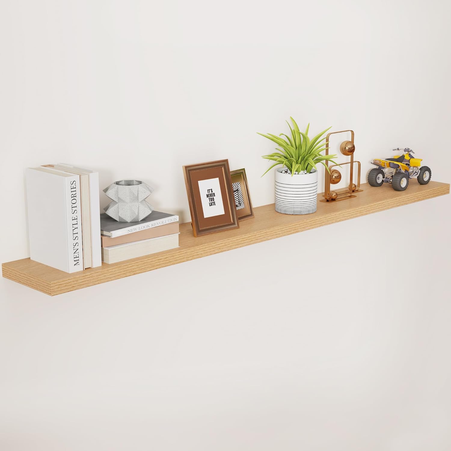 Oak Floating Shelves, Unique 72 Inch Long Shelves, Special Deep Storage Shelves...
