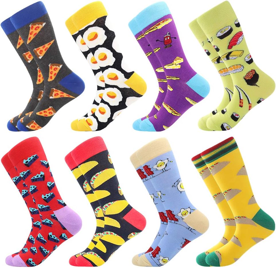 BONANGEL Mens Dress Socks Fun Funny Colorful Crazy Crew Dress Socks For Men 9-12...