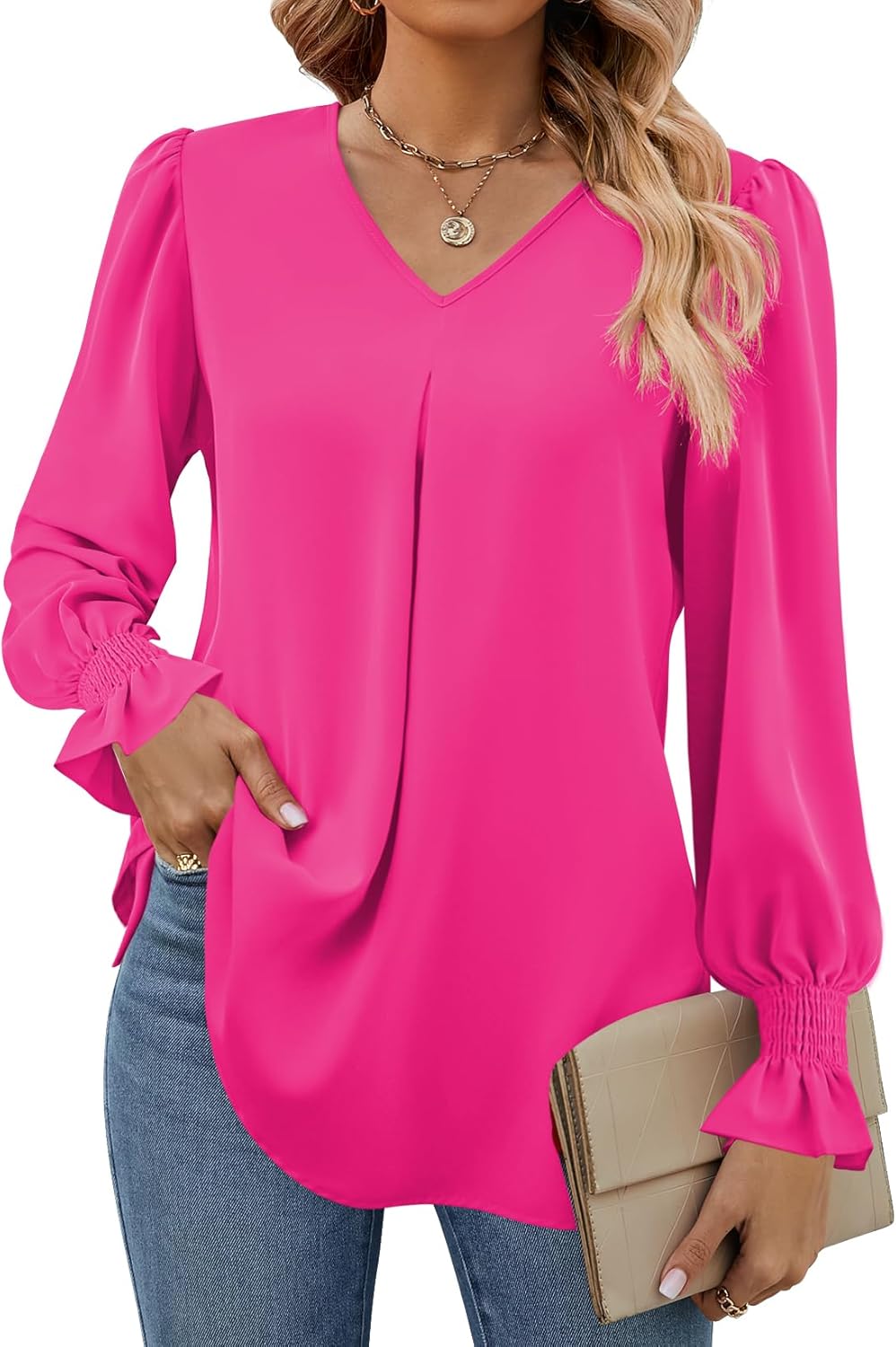 Funlingo Women's 2024 Long Sleeve Tops, Special Dressy Casual Tunic Shirts, Styl...