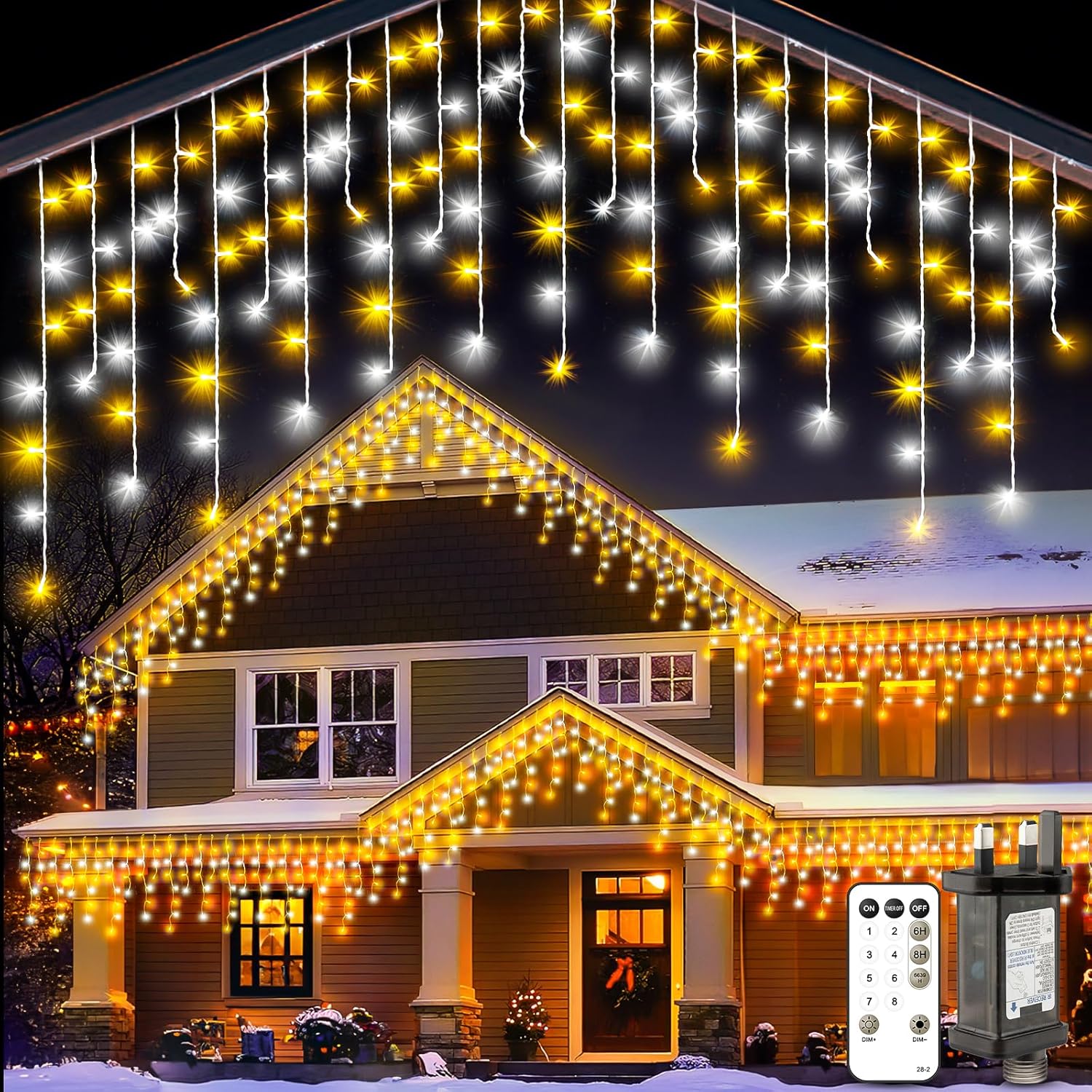 Icicle Outdoor Christmas Lights 10M, Special Christmas Lights with Warm White LE...