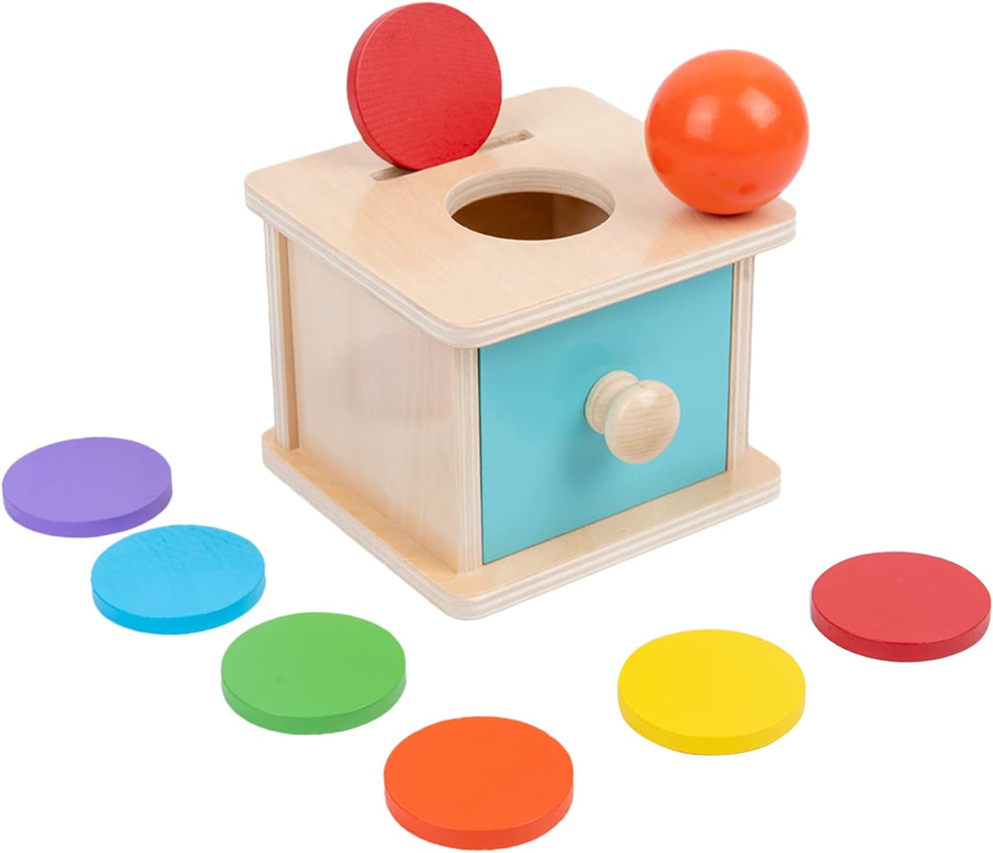 Adena Montessori Coin Box, Special 2 in 1 Object Permanence Box Toys for Baby Co...