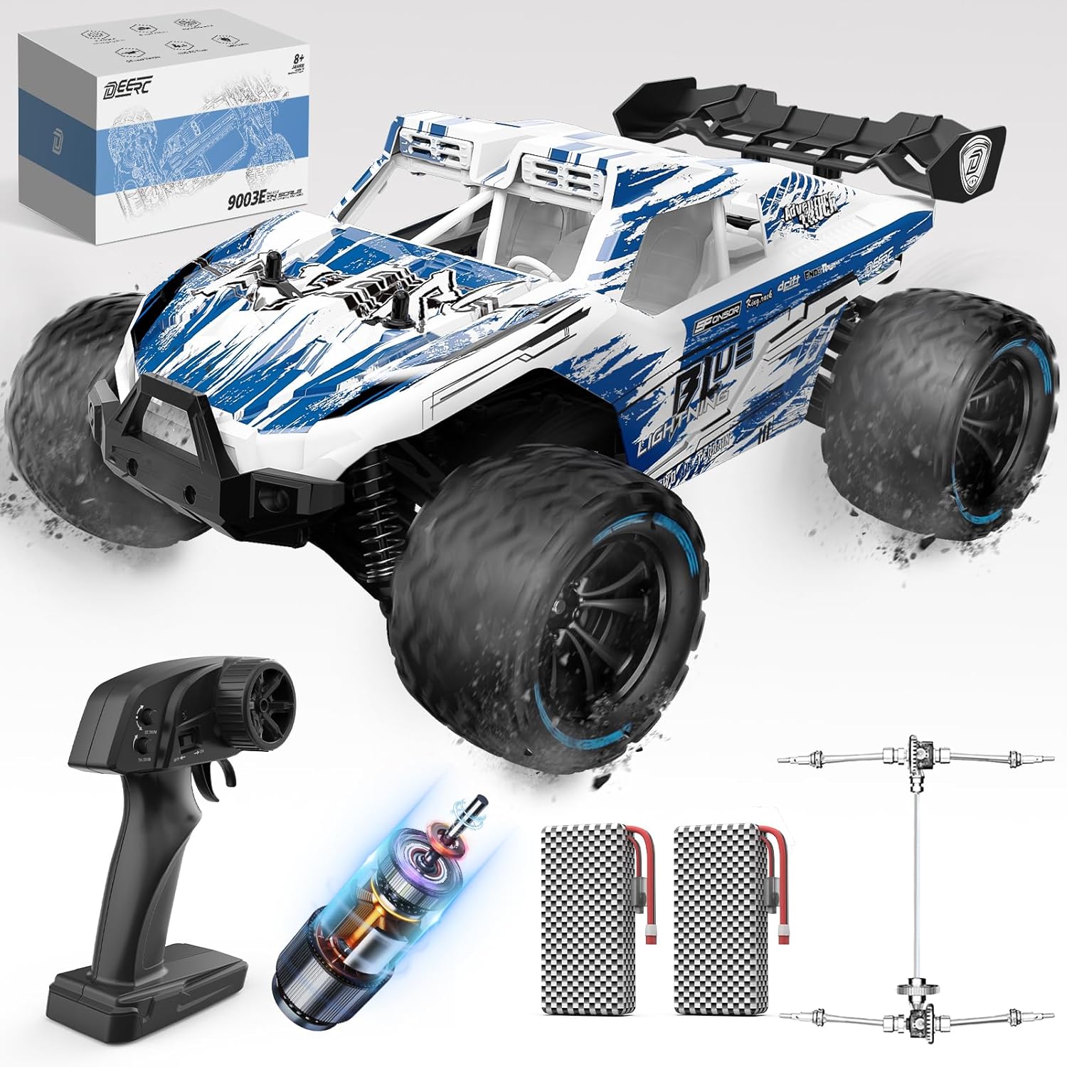DEERC 9003E 1:14 All Terrain RC Cars, 40KPH High Speed Off Road RC Truck,4WD Rem...