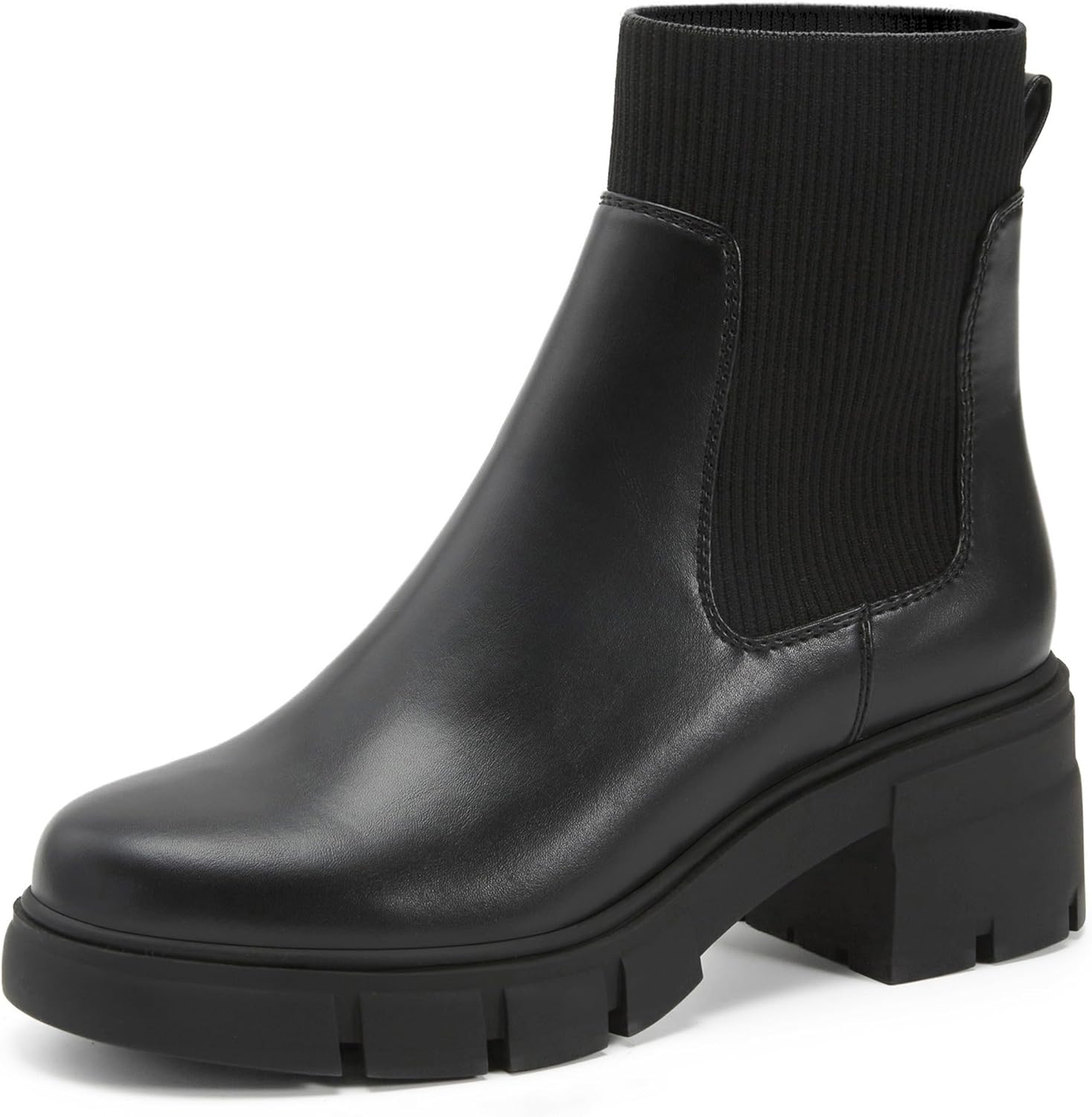 REDTOP Women's Elastic Chelsea Boots, Special Chunky Block Heel Platform Ankle B...