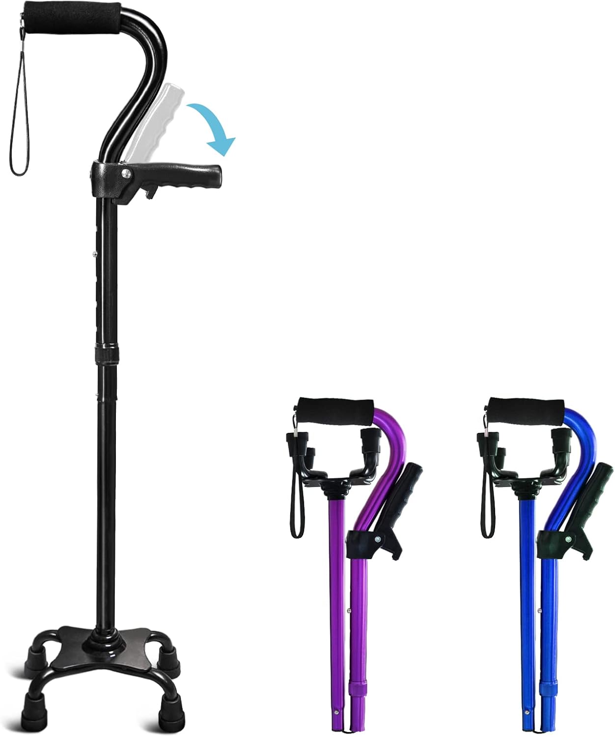 Adjustable Walking Cane for Men & Women with 4-Pronged Base for Extra Stability...