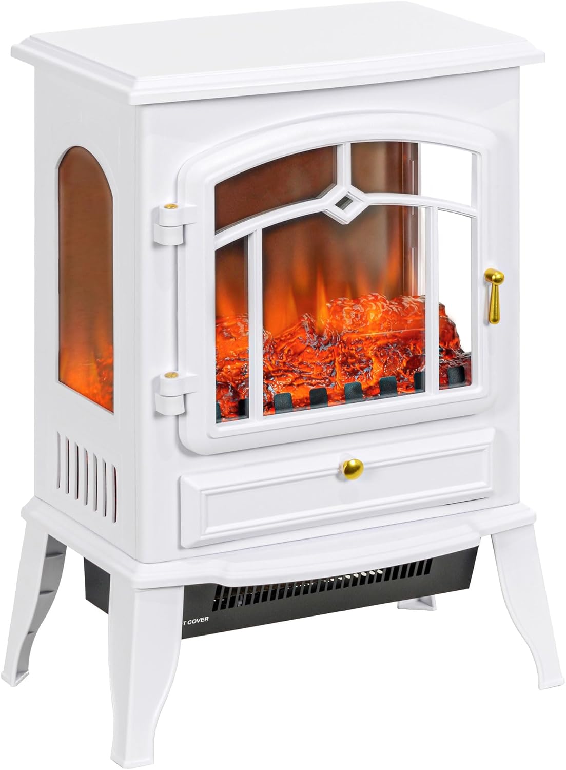 HOMCOM Electric Fireplace Stove, 22" Freestanding Fireplace Heater with 3-Sided...