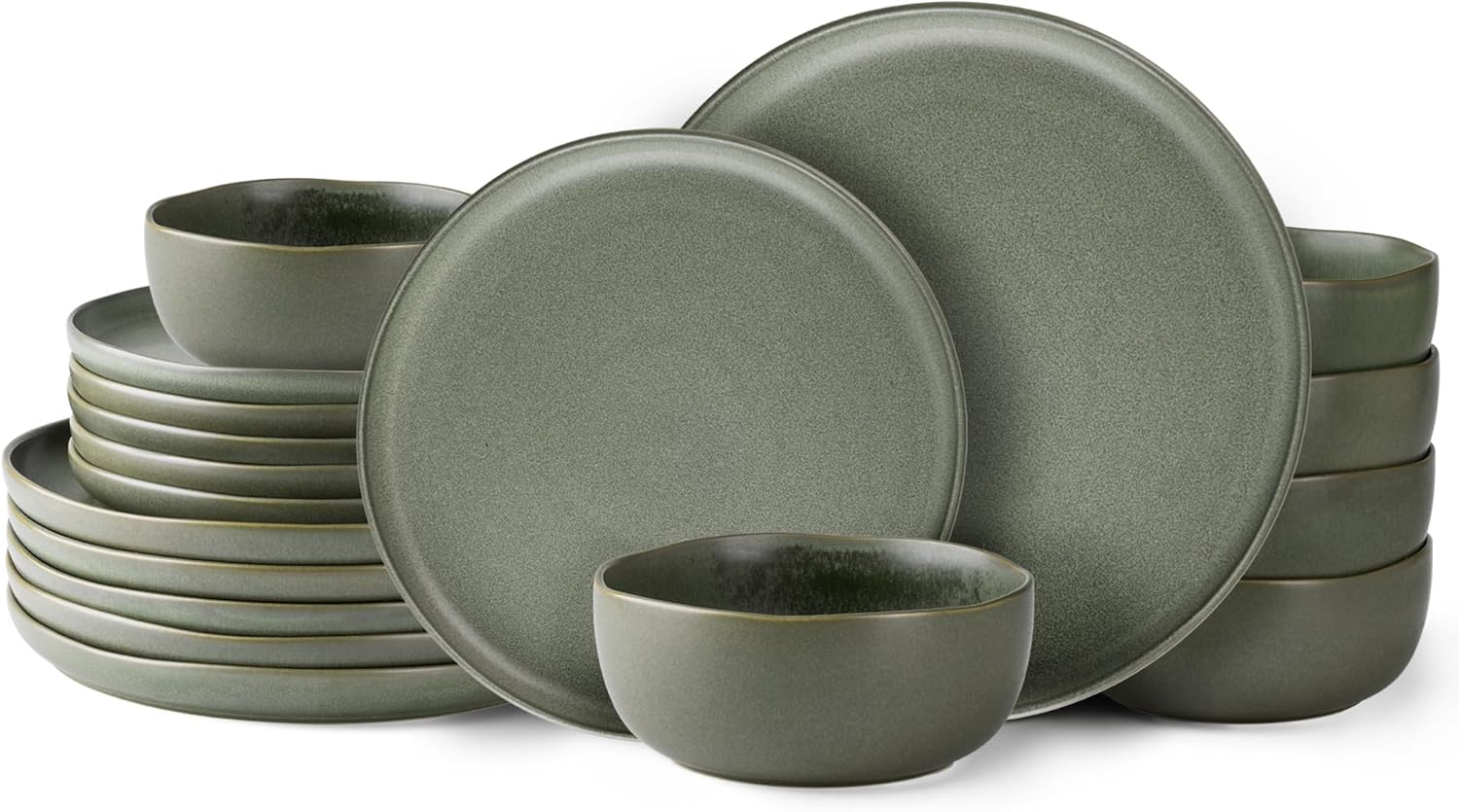 AmorArc Ceramic Dinnerware Sets, Wavy Rim Stoneware Plates and Bowls Sets, Highl...