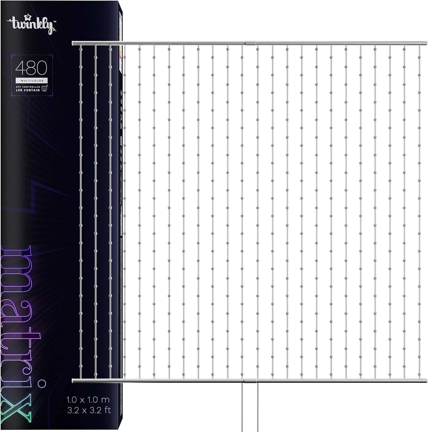 Twinkly Matrix 3.28x3.28ft RGB, High Density 480 LED Curtain, Smart Multicolor G...