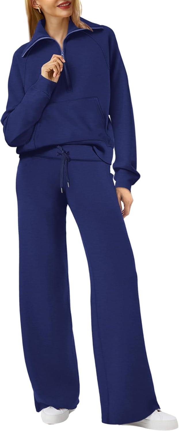 XIEERDUO Lounge Sets, Special 2 Piece Outfits For Women, Innovative Half Zip Swe...