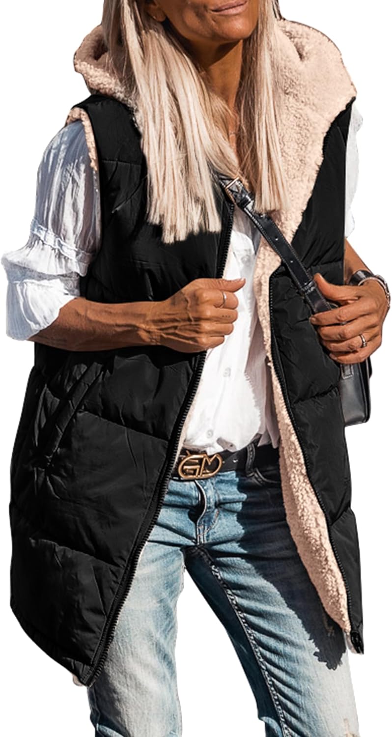 Special PRETTYGARDEN Womens 2024 Fall Reversible Vests, Innovative Sleeveless Fl...