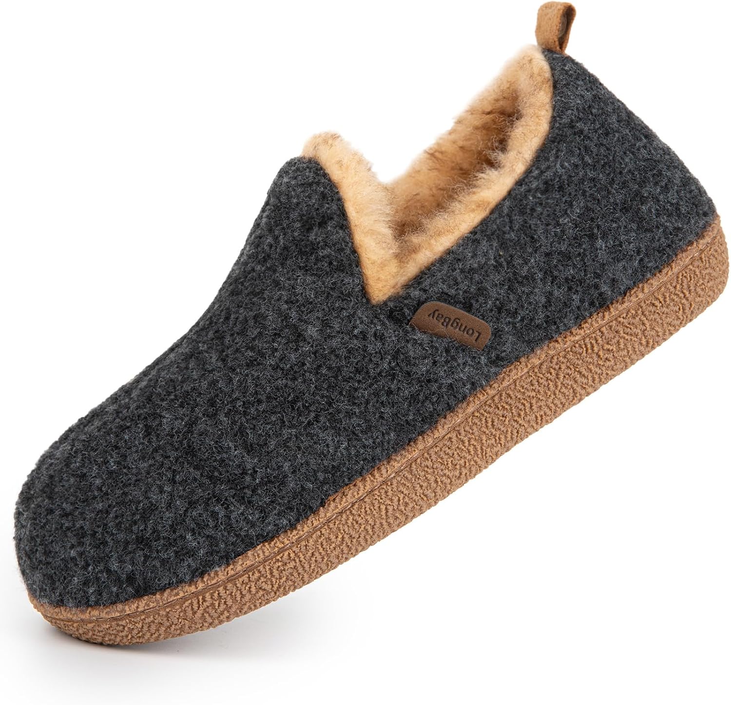 LongBay Women's Felt Bootie Slippers, Special Warm Cozy Memory Foam Slipper Boot...