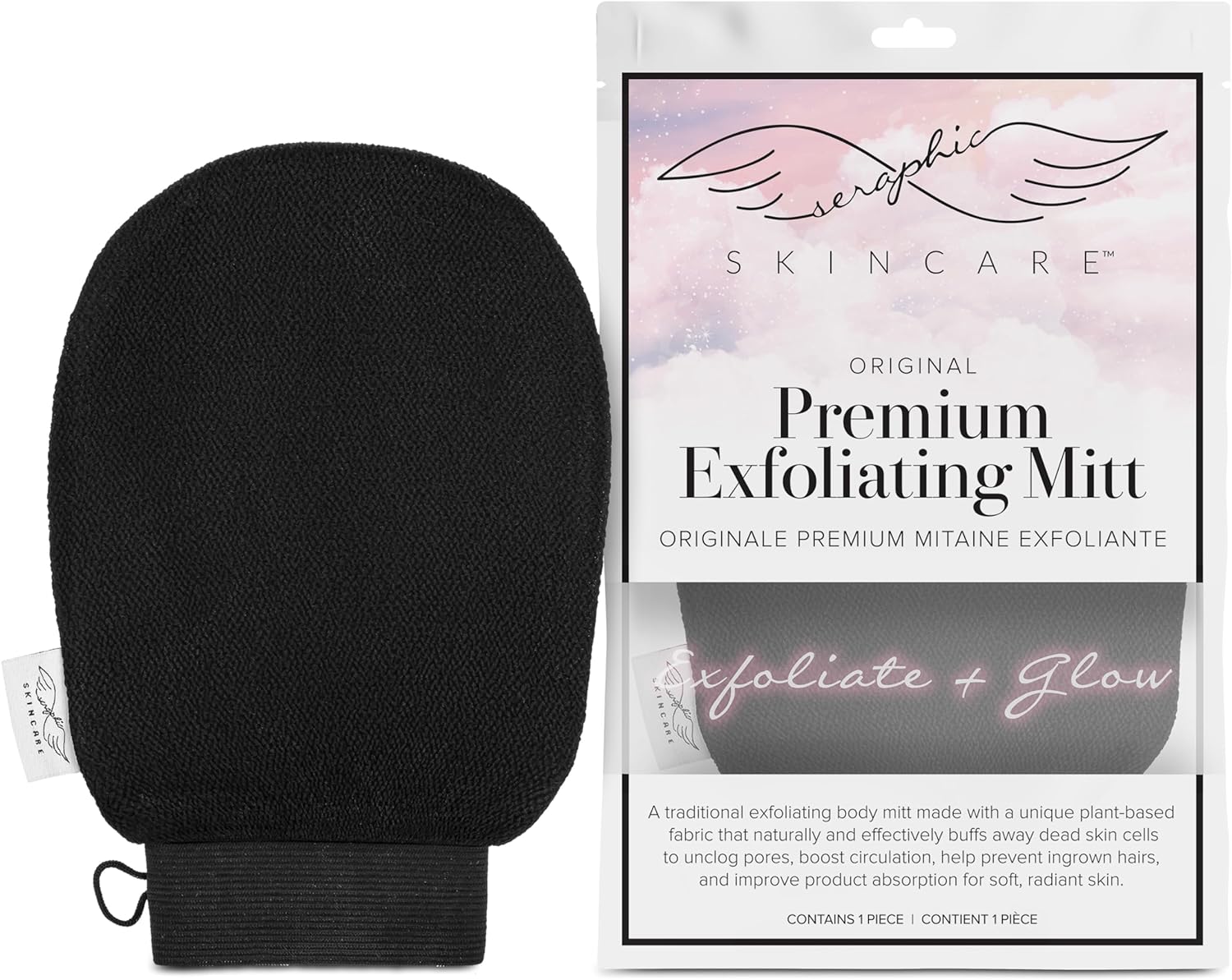 Seraphic Skincare Exfoliating Mitt, Special Body Scrub Glove with 100% Vegan Vis...