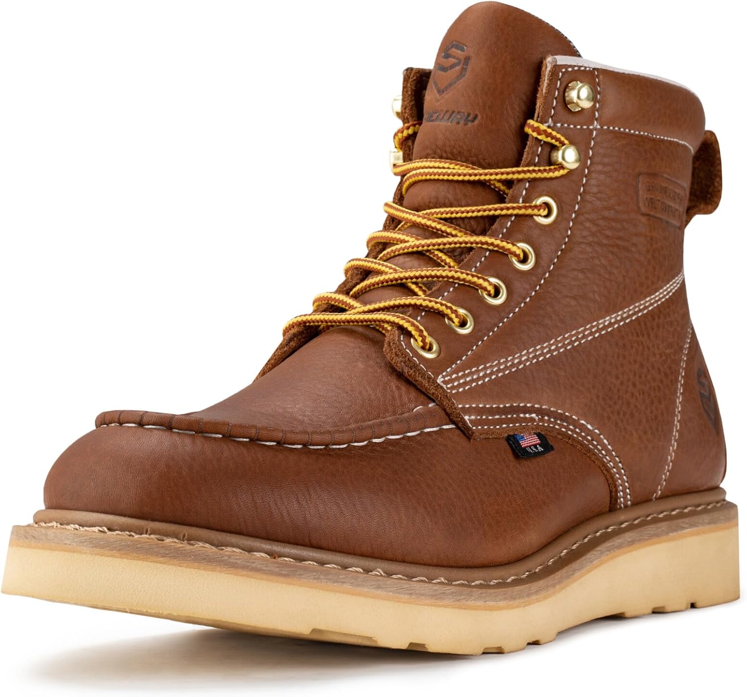 SUREWAY 6-Inch Men's Work Boots, Special Soft/Steel Toe Wedge Safety Boots for M...