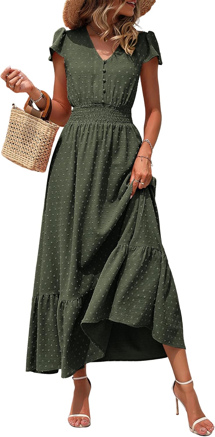 PRETTYGARDEN Womens Dresses, Special Boho Short Sleeve V Neck Dress, Innovative...
