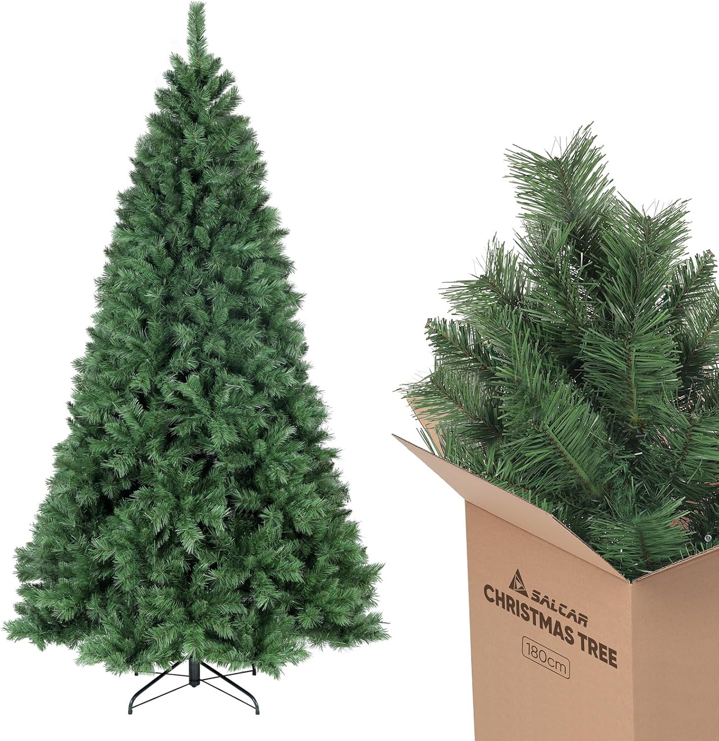 SALCAR 6ft Christmas Tree, Artificial Christmas Tree With Metal Stand, Spruce Pi...