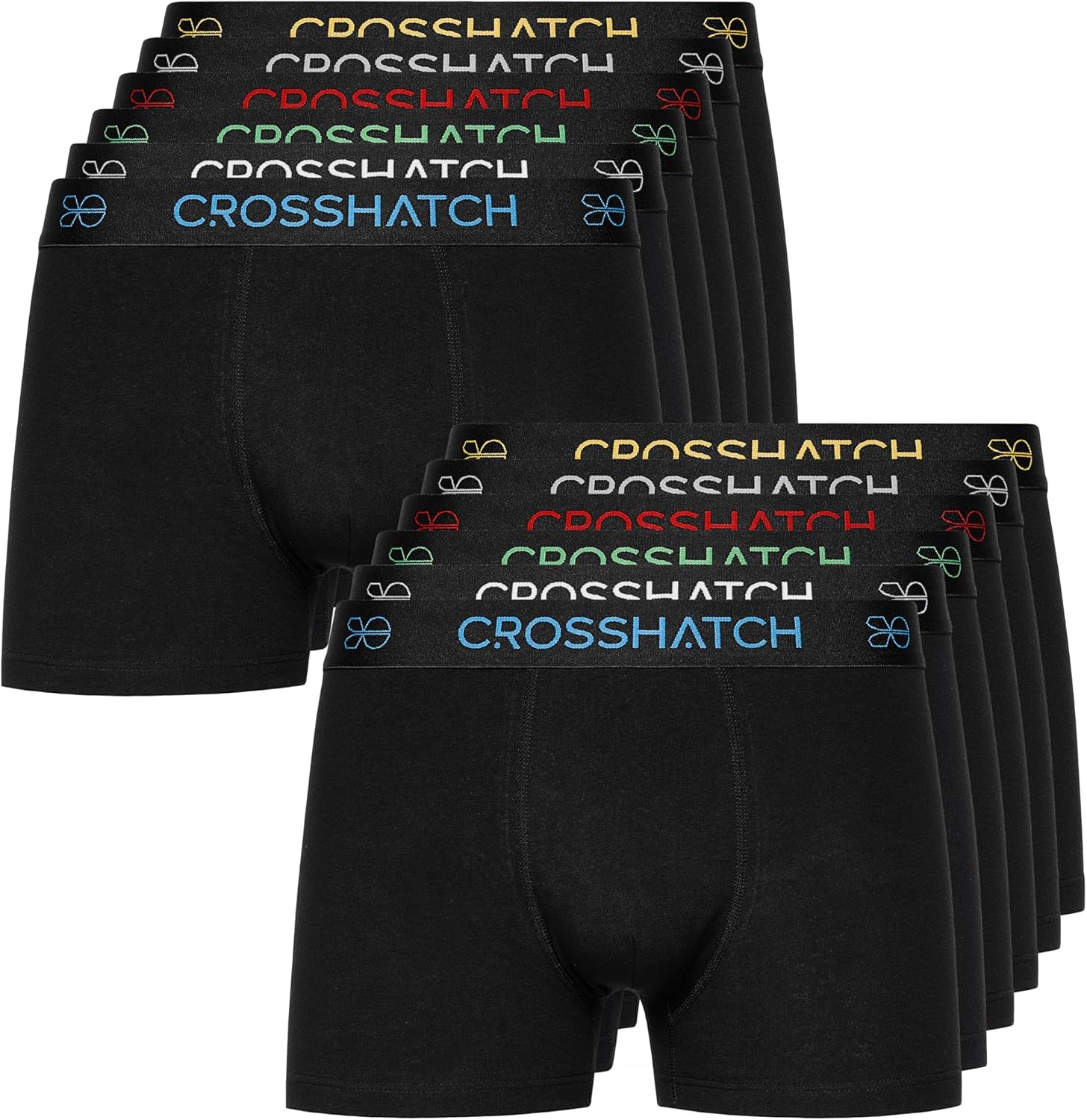 Crosshatch 12 Pack Men's Hipster Multipack Boxer Shorts, Special Boxer with Elas...