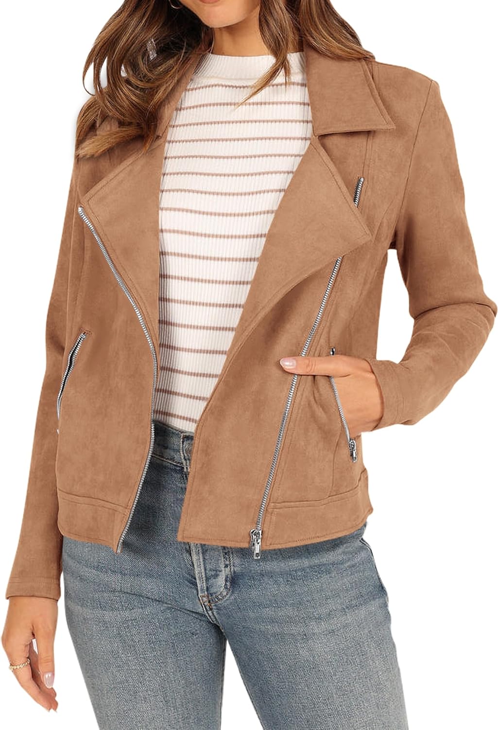 Example Best KIRUNDO Womens Faux Suede Jacket, Unique Fall Winter Clothes, Speci...
