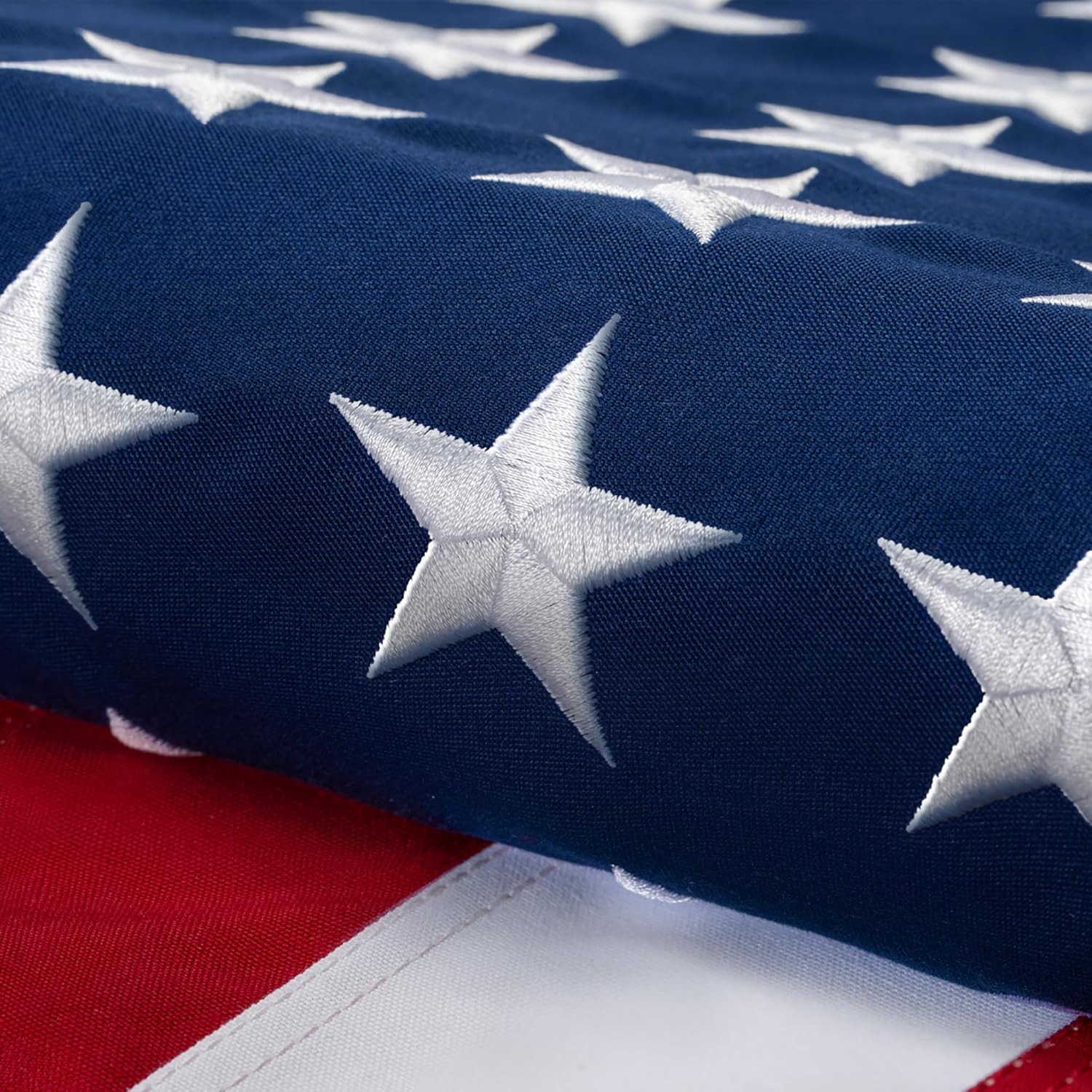 Cotton American Flag 3x5 Ft for Outside, TearProof Heavy Duty Fabric, Embroidere...