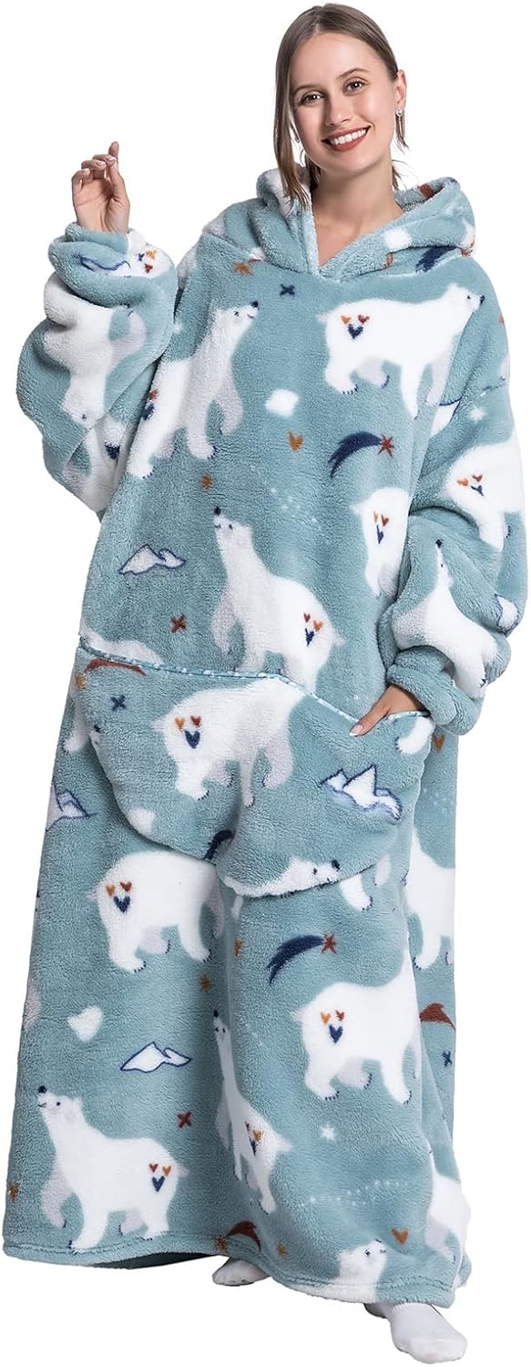 Seogva Extra Long Wearable Blanket Hoodie, Oversized Blanket Sweatshirt for Wome...