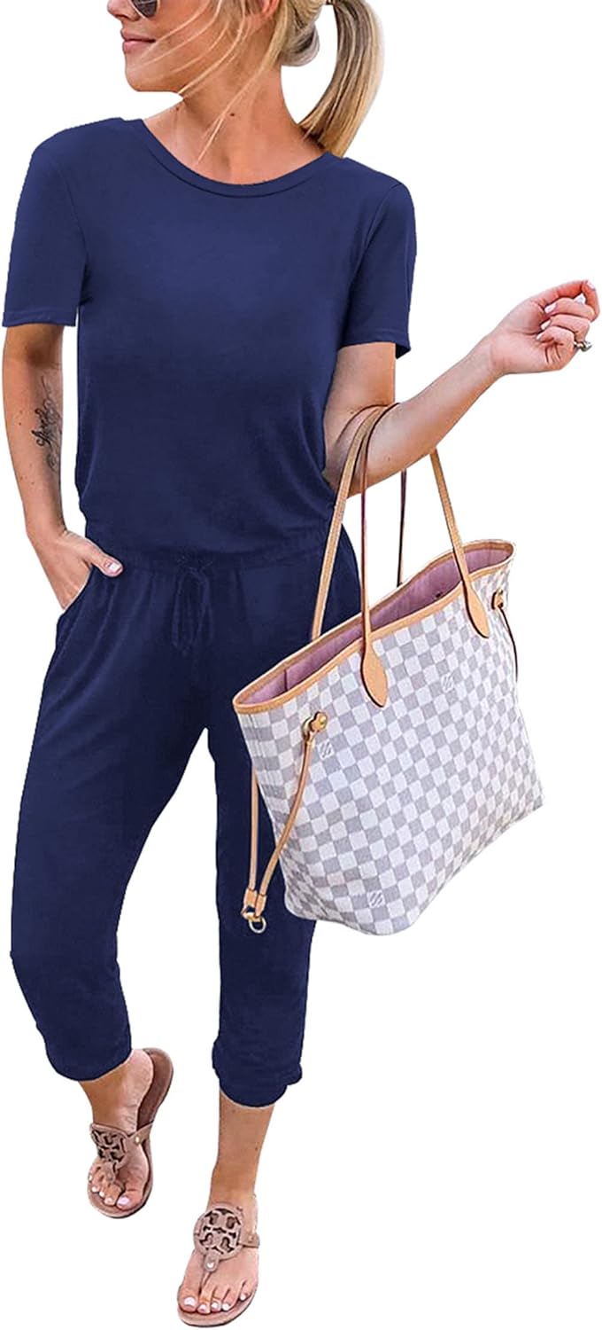 KIRUNDO Women's Jumpsuit, High-Quality Casual Summer Romper With Short Sleeve, S...
