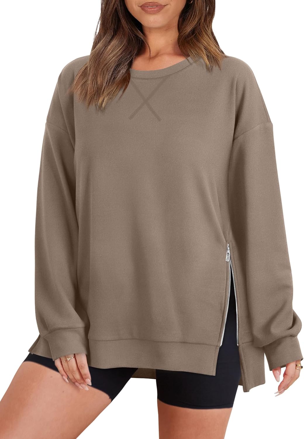 WIHOLL Women's Oversized Lightweight Sweatshirt, Special Sweatshirt with Side Sl...