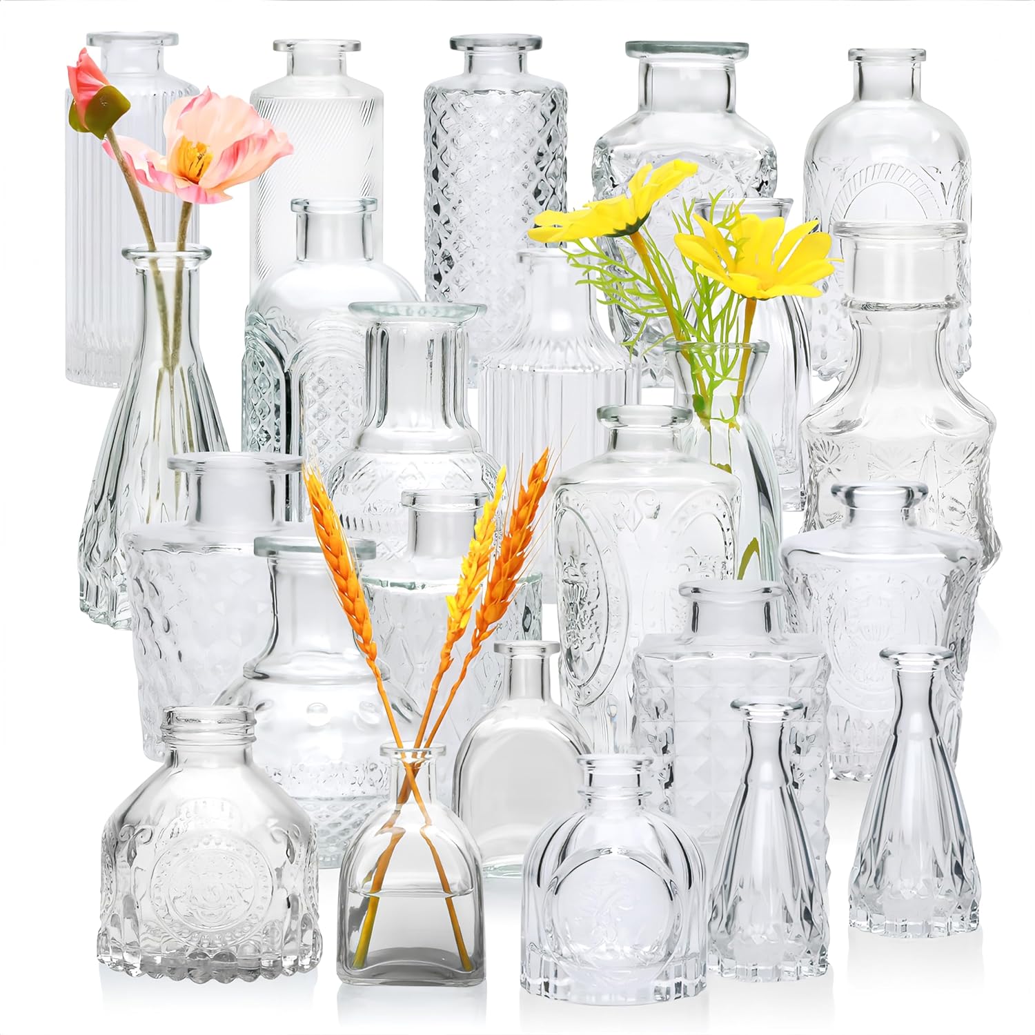 Brajttt Glass Bud Vases in Bulk, Bud Vase Set of 25,Small Vases for Mini Flower...