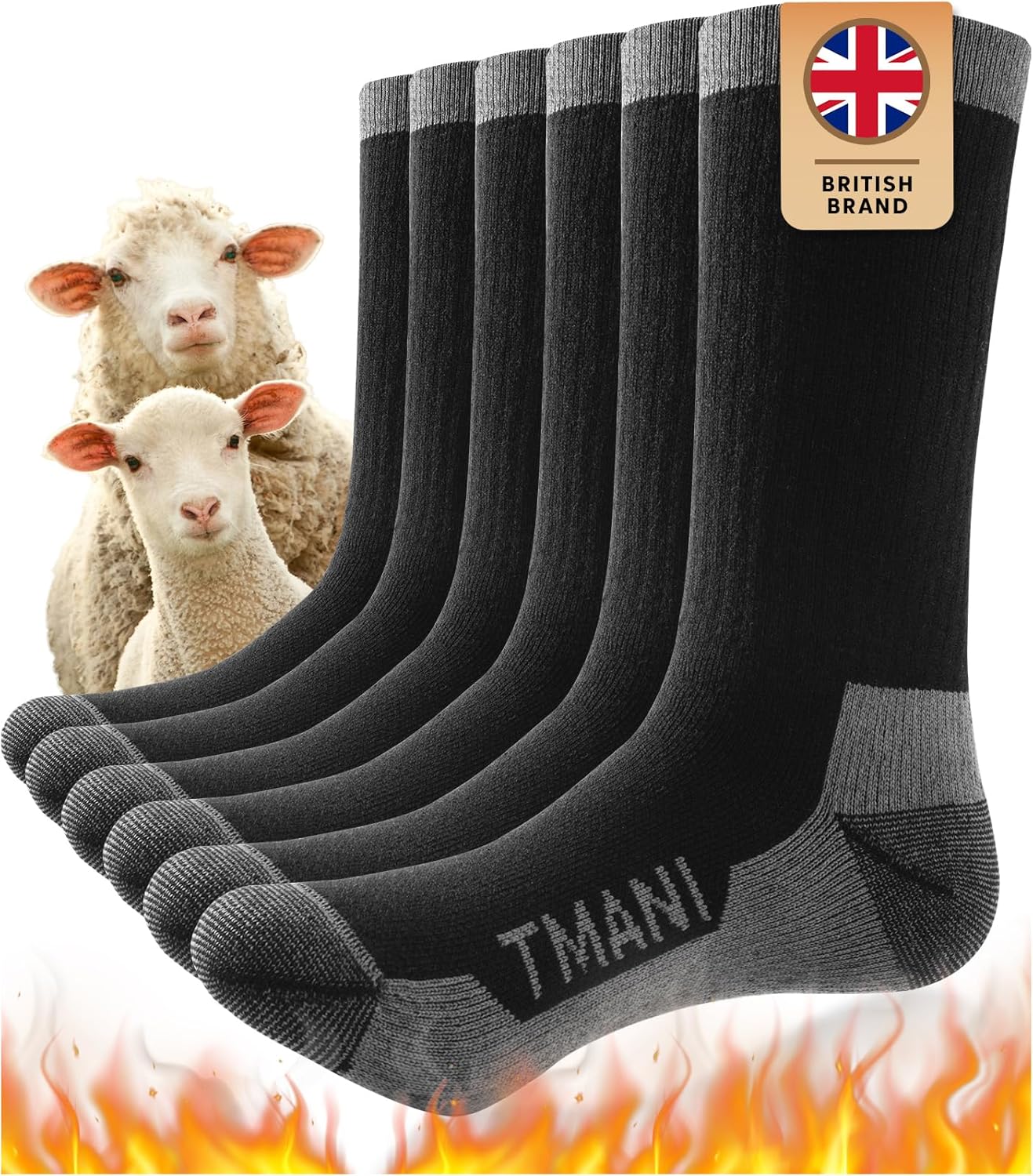 Tmani Merino Wool Thermal Socks Outdoor Hiking Socks for Men Women, Winter Warm...