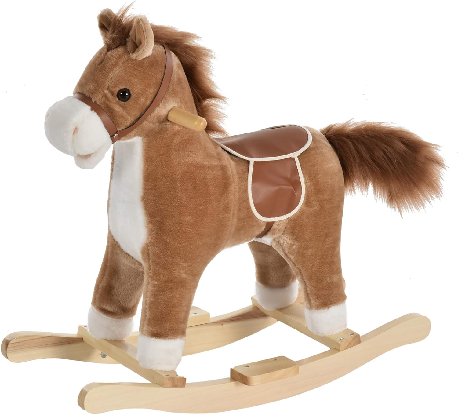 HOMCOM Kids Plush Rocking Horse, Unique Rocking Ride On Toy with Sound, Special...