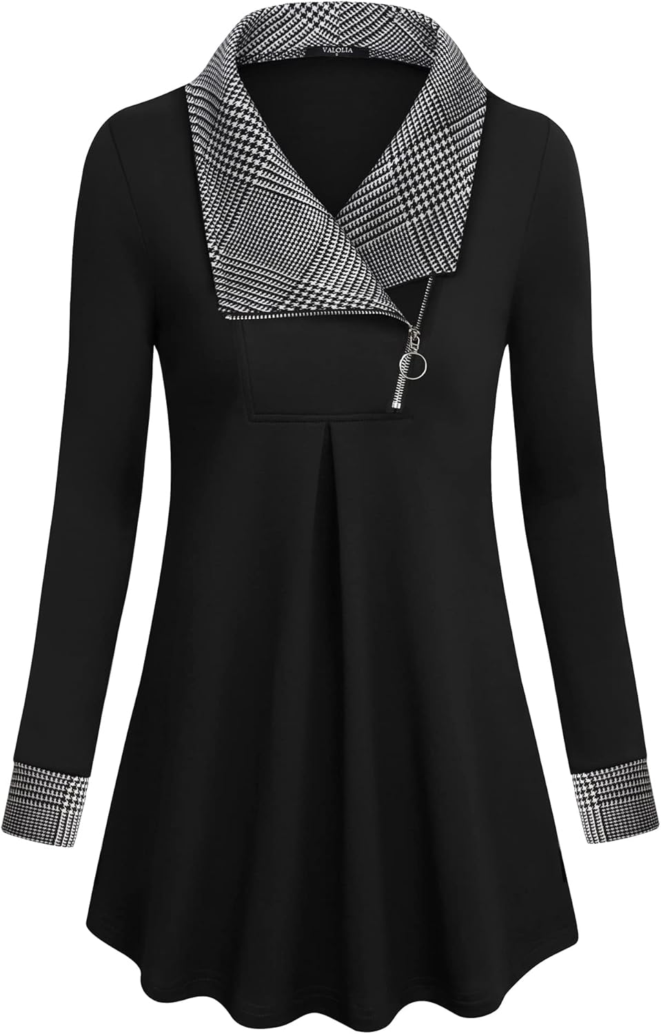 VALOLIA Women's Casual Swing Sweatshirt Long Sleeve Zipper Lapel Fashion Pullove...