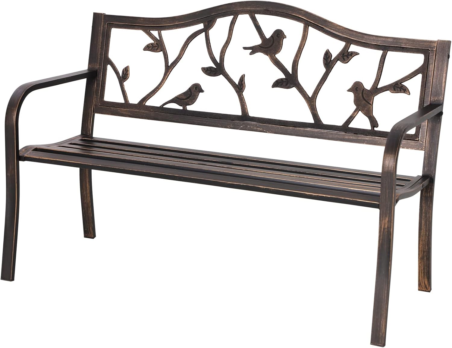Sophia & William Outdoor Bench, Porch Bench, Garden Bench, Wrought Iron Bench, O...