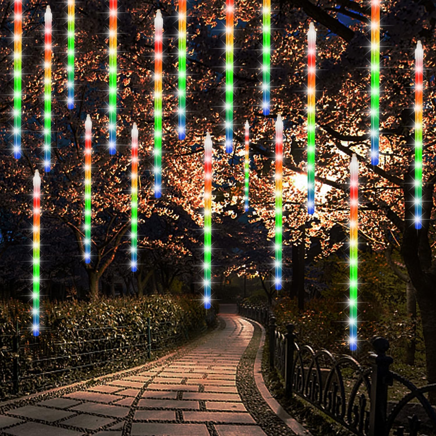 24 Tubes Meteor Shower Lights, Special Outdoor Icicles Christmas Lights, Innovat...