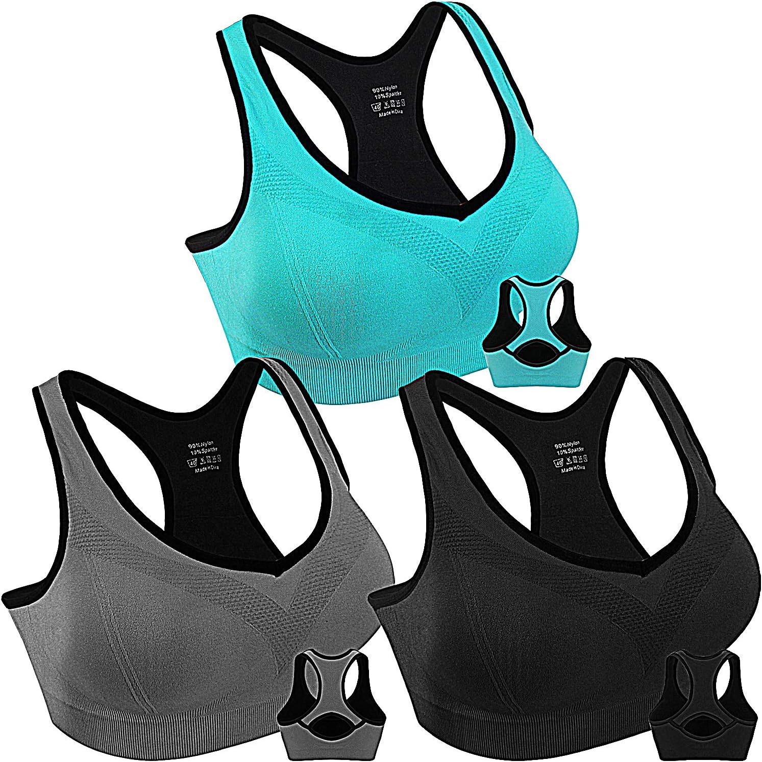 Double Couple Women Racerback Sports Bras, Special High Impact Workout Bra for G...