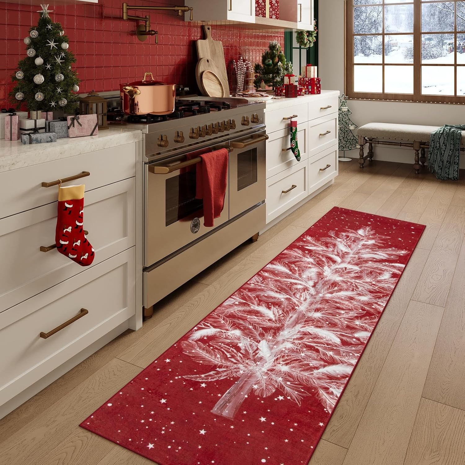 Lahome Christmas Runner Rug 2x6 Non-Slip Hallway Runner Rug Indoor, Washable Chr...