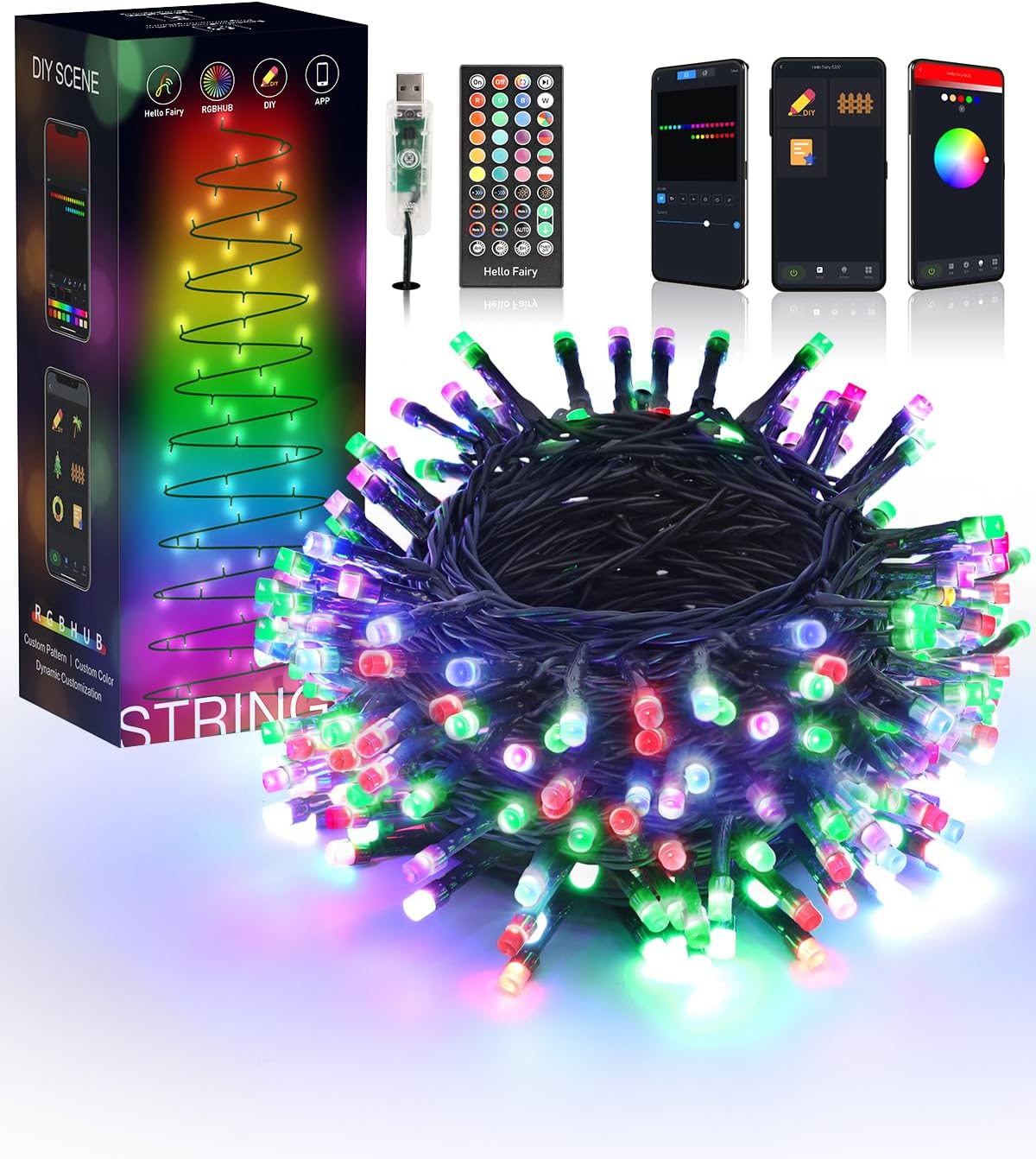 Flacchi Smart Christmas Lights,32 ft 100 LED USB Smart Color Changing Led String...